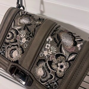Rebecca Minkoff Black and Gray Floral Crossbody Bag